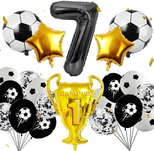 21 Pezzi Decorazioni Compleanno Calcio 7 Anni, Palloncino Calcio 7° Compleanno, 7 Anni calcio Palloncino Foil, Numero 7 palloncino compleanno, per Baby Shower, Compleanni Décoration
