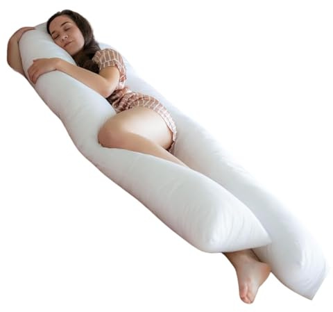 Bedding Home 12Ft U Shaped Pregnancy Pillow | C Shaped Cuddle Cushion Full Body Long Pillow for Pregnant Women | Bolster Hollow Fiber Maternity Support Pillows (12ft)
