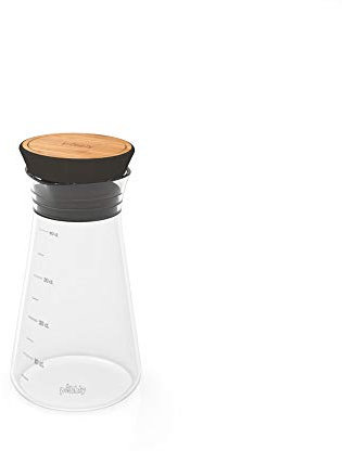 Pebbly - Shaker Vinaigrette en Verre et Bambou Naturel - 450 ml - Gradué - pour Conserver les Sauces et Préserver les Saveurs, Noir