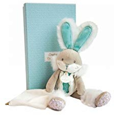 Doudou et Compagnie - Peluche Lapin avec Doudou Mouchoir - Vert Amande - 31 cm - Collection Lapin de Sucre - Boîte Cadeau Incluse - Idée Cadeau de Naissance pour Bébé - DC3487