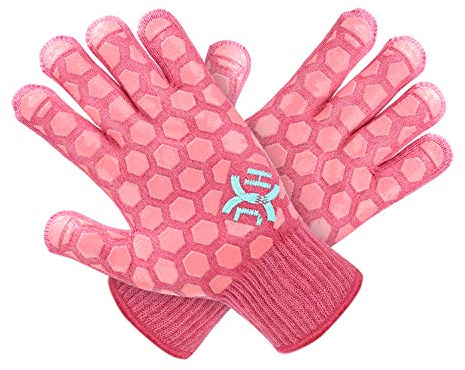 J H Heat Resistant Oven Glove: EN407 Certified 932 °F BBQ & Oven Mitts for Grlling, Baking, Kitchen, Camping,Fireplace Indoor&Outdoor 1 Pair