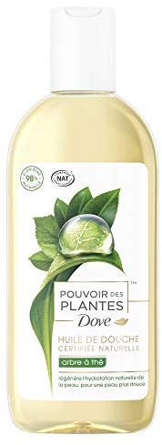 Dove Pouvoir des Plantes Huile de Douche Femme Arbre à Thé, Nourrissant, Parfum 100% d'Origine Naturelle, Formule Testée Dermatologiquement, Convient aux Végans 250ml