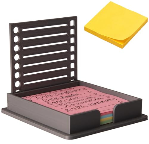 Jumygear Sticky Note Holder Compatible with Post It Notes, 3x3 Sticky Pads Dispenser with Stencil, Memo Pad Organizer with Line Box Drawing Template for Office and Home