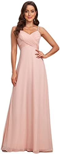 Ever-Pretty ES80026 Women's Long A-Line V-Neck Strappy Chiffon Evening Dress, Light pink, 8