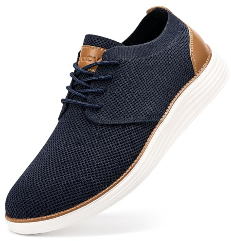 VILOCY Men's Fashion Dress Sneakers Casual Walking Shoes Business Oxfords Comfortable Breathable Lightweight Tennis Zapatos para Hombre Navy,US9 EU42