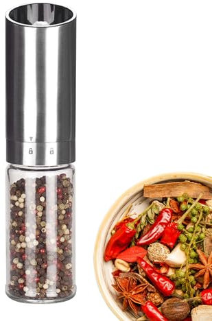 Molinillo de pimienta eléctrico | Molinillo de sal automático,Molinillo de pimienta eléctrico, con luz ajustable, recargable, fácil de usar, para restaurante y exterior Jingan