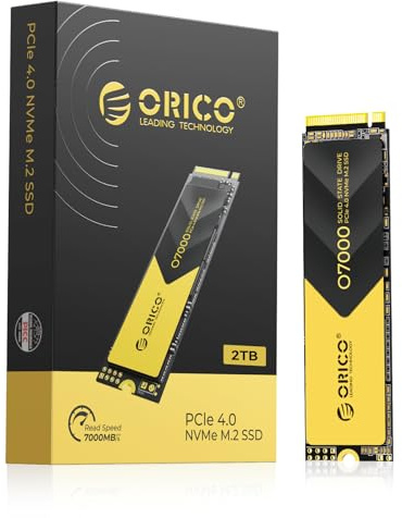 ORICO 2TB NVMe SSD PCIe 4.0- Up to 7000MB/s, M.2 2280 PCIe 4.0X4 Internal Solid State Drive SSD, Fast Heat Dissipation, Compatible with macOS Windows for Gamers and Creators-O7000 (2TB)