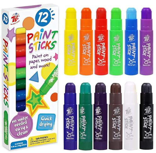 TBC The Best Crafts Dicke Buntstifte für Kinder, Abwaschbar Malstifte, Ungiftig Wachsmalstifte, 12 Farben, Wachsmalkreide für Kleinkinder