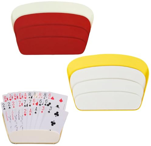 VYIBPDY 2 Piezas sujeta Cartas, Diseño de Tres Capas, Porta Naipes, Porta Naipes para Adultos, Discapacitados, Ancianos