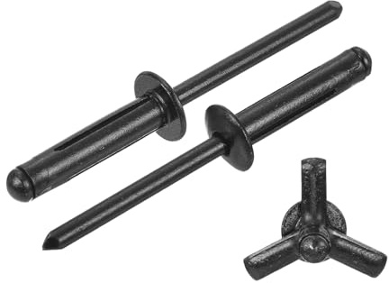 sourcing map 50Pcs 3/16x3/4 Aluminum Round Head Tri Grip Rivets, Tri Grip Rivets Assortment Bulb Style Rivets for DIY, Sheet Metal, Automotive Repairs, Furniture, Marine Boat (Black)