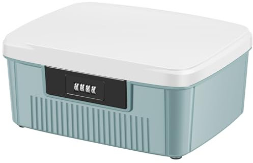 Locking Storage Container, Large Medication Lockable Container, Robust Organizer Document and ID Box with Combination Lock, Privacy Container with Built in Removable Tray for Home School Office (blue)