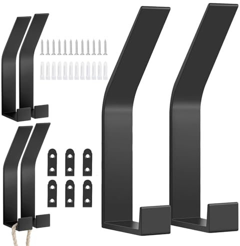 6 Stück Garderobenhaken Schwarz, Kleiderhaken Wand, Handtuchhaken zum Bohren, Moderne Garderobenhaken, Doppelt Kleiderhaken Wand für Jacken, Mäntel, Kleidung, Schals, Handtaschen und Mehr (Schwarz)