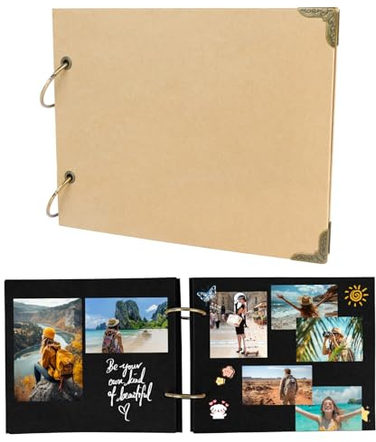 Scrapbook, Album de Fotos, Album Scrapbook de Recortes Con 30 PáGinas, Album Fotos para La Familia, Bebé, Boda, Aniversario, CumpleañOs, Caqui