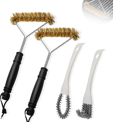 JIHXYER Lot de brosses de nettoyage pour barbecue - 30,5 x 16 cm - En laiton - Poils en laiton - Pour barbecues, barbecues à gaz, barbecue au charbon de bois