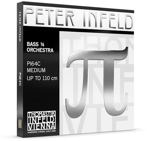 Peter Infeld Double Bass E/C Extension String PI64C, Bass 3/4 - Chrome Windings, Spiral Core, Medium Tension 72.3 lb, Usable Up to 110 cm - Easy to Bow, Plenty of Growl and Sustain, Easy to Control