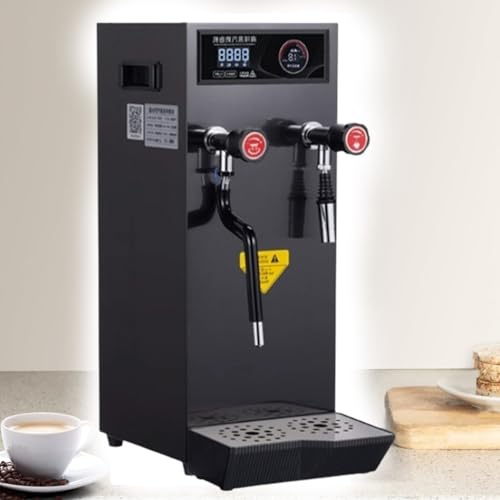 LFfwynog Machine à Mousse de Lait 12 L, Robuste et Moderne, avec Fonction mémoire, pour Faire mousser l'eau bouillante à la Vapeur, idéale pour Les cafés et Salons de thé. Black