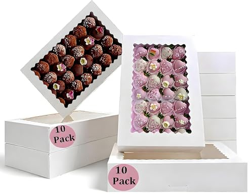 CUESVAP 10 scatole per biscotti da 12 pollici con finestra (30,4 x 20,3 x 6,5 cm) – Scatola per il trasporto di muffin & scatola per torte per panetteria, regali e panetteria amatoriale