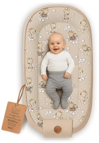 Totsy Baby Nido Bebe Recien Nacido 65x120cm - Reductor Cuna Capullo de colecho ninho para Dormir Gofre de algodón Cuco Ideal para Gondola moisés y Viaje Jirafas