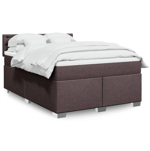 Emmtore Boxspringbett mit Matratze Dunkelbraun 140x200 cm Stoff Knöpfe