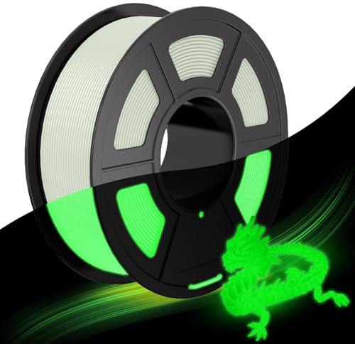 JAYO Glow in the Dark PLA 1,75 mm filament – PLA glödande mörkerfilament, 1,1 kg (100 g mer), mycket hög ljusstyrka, tolerans ±0,02 mm, vitlysande grön, för skyltar och dekorationer