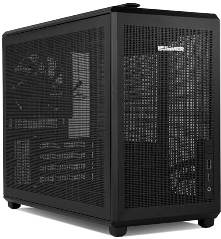 NOX XTREME PRODUCTS Hummer Refresh - Case PC Mini Tower Micro ATX/ITX Trasportabile, Design Full Mesh, Ventola PWM 120mm inclusa, Spazio per 5 Ventole, USB-C e 3.0, Nero