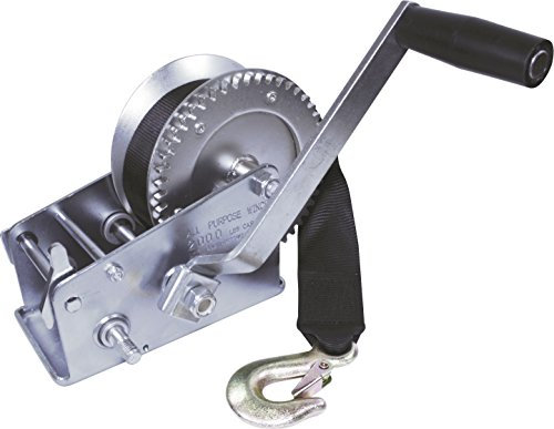 SeaSense Zinc Plated Trailer Winch with 20' Strap, 2000 lb