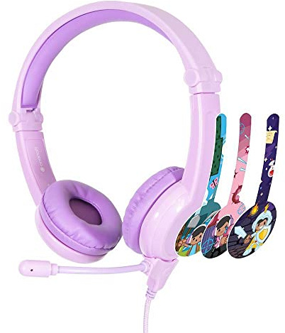 ONANOFF Buddy Phones Galaxy, Gaming und Schulkopfhörer für Kinder mit Schallschutz, Abnehmbares Kabel mit BeamMic, Gaming Erlebnis in Schule oder PS4, Xbox One, Nintendo Switch, oder PC, Purple