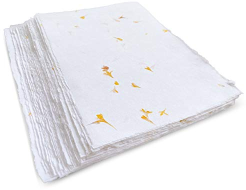 Wanderings Carta Artigianale Formato A4 con Bordi Irregolari e Petali di Fiori Veri 21 x 30 cm 150 GSM 50 Fogli Carta Testurizzata per Acquerello, Disegno e Scrittura