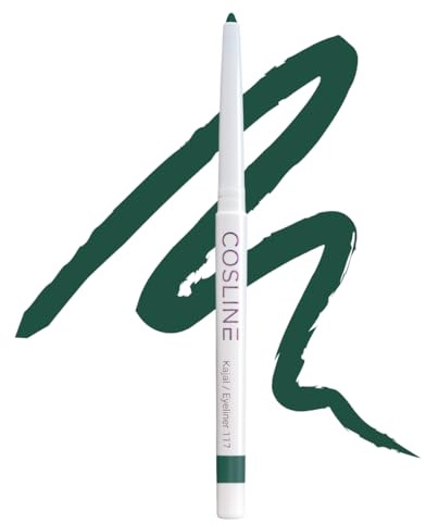 COSLINE Kajal Eyeliner Darkgreen 117, Grün, Wasserfester Kajal, Verschmiert nicht, Dunkelgrüner Lidstrich, Weiches Auftragen, Starke Pigmentierung, Vegan, Made in Germany