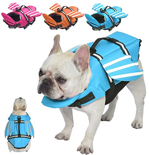 Fragralley Gilet de sauvetage pour chien, motif ailes uniques pour chiens de petite, moyenne et grande taille, maillot de bain avec poignée pour natation, piscine, plage, bateau