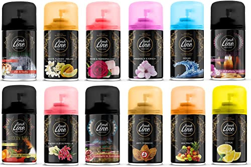 Fresh Line Lufterfrischer Set MIX PAKET 6 er Pack Aromatischer Raumduft passend für alle Automatische Duftspender, Sprühgeräte, Maschinen, Erfrischendes Aroma, Duftintensität, Zeit Einstellung