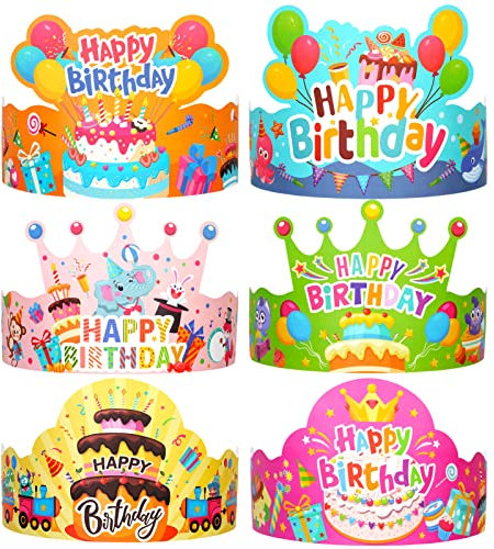 DPKOW 24pcs Buon Compleanno Festa Cappellini per Bambini, Adorabili Corona Cappelli per Compleanno Bomboniere Bambini Compleanno Foto Props Accessori, Bambini Compleanno Forniture Decorazioni Addobbi