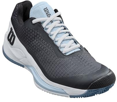 WILSON Rush Pro 4.0 Clay Women's Tennis Shoe - Black/White/China Blue, Size 6 US