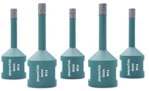 JeeynoTols Fresa diamantata 6mm 5 pezzi- punte diamante per mattonelle per piastrelle Sega per fori in piastrelle in ceramica di porcellana granito marmo con filettatura M14