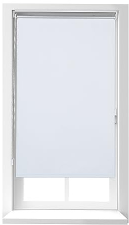 Relaxdays Thermorollo, ohne Bohren, Klemmfix, Kettenzug, 90x220 cm, Stoffbreite 86 cm, blickdichtes Klemmrollo, weiß