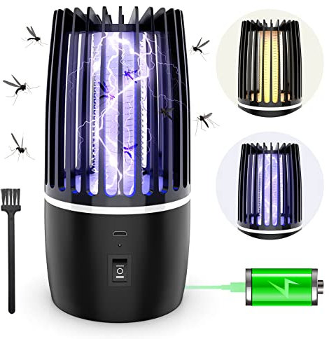 Lámpara Antimosquitos Eléctrico, 4000mAh Recargable Matar Repelente de Insectos Interior Exterior lampara Antimosquitos Anti Mosquitos Control de Plagas para Patio Trasero Camping