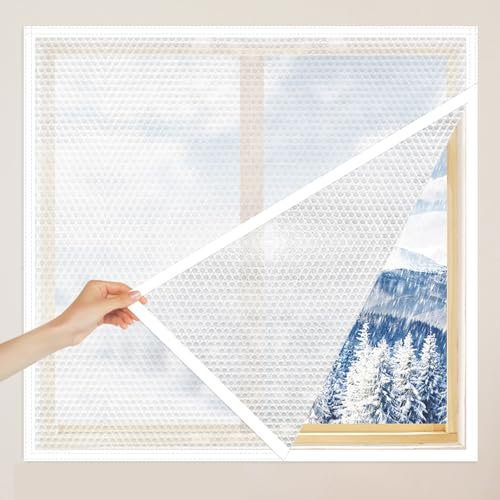 FENGSHOUU Scheibengardine Wärmeschutzvorhang,Thermo Vorhänge Isolier Schutz Panel,Halbtransparente Sichtschutz Gardine,Winter Kälteschutz Warmer,für Fenster Tür,Anpassbar (110cm x 270cm)
