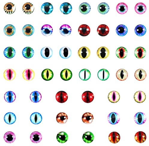 TOAOB 100 Piezas 8MM Cabujón de Cristal de Ojos Estilo Dragon Eyes Ojos Manualidades Colores Cristal Gato Búho Pájaro Humano Ojos Para DIY Accesorios de Peluche Juguetes de Ganchillo de Peluche