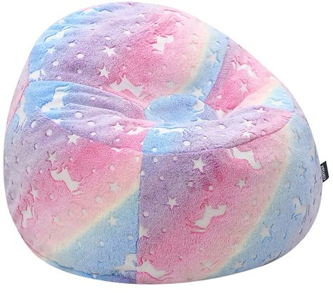 MeMoreCool Sitzsäcke für Kinder von 8-12 Jahren, Kleinkinder Sitzsack Sofa mit Füllung – Bohnensofa für Jungen und Mädchen, Bequemer Bodenstuhl für Spielzimmer und Kinderzimmer, Regenbogen