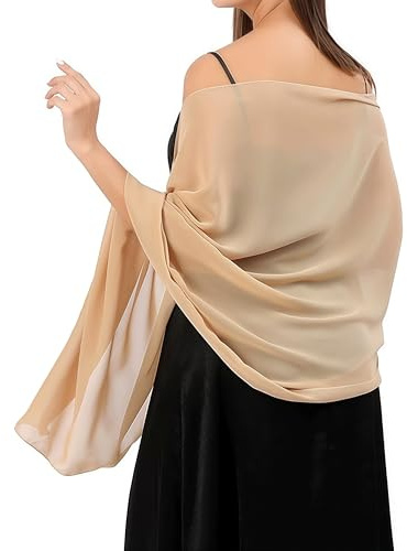 Etoles Femme Mariage Chales en Satin Echarpes Chic Longue Wrap Foulard en soie femmes châle Écharpe en soie Silk Scarf Women Chiffon Shawl (champagne d'or)