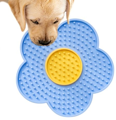 YNPQTDS 15x15cm Lamiendo Alfombra Gato Alfombra Lamiendo Perro Flores Almohadillas Alfombra Lamiendo Ventosas Diseño Silicona Placas Lamiendo para Mascotas para Baño Entrenamiento Faci