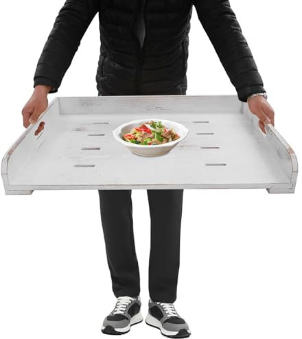 Wensiy Plaque de recouvrement pour cuisinière, planche à découper en bois, plaque de recouvrement de plaque de cuisson pour cuisines, salons, matériau : bois de pin, couleur : blanc vieilli