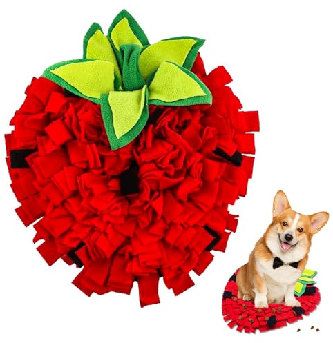 1Pcs Alfombra Olfativa para Perros - Rojo DiseñO de Fresas 35 * 45 Cm Alfombra Olfativa Vivifying Perros, FáCil de Limpiar Antideslizante Entrenamiento Olfativo Comida para Aburrimiento Mascotas