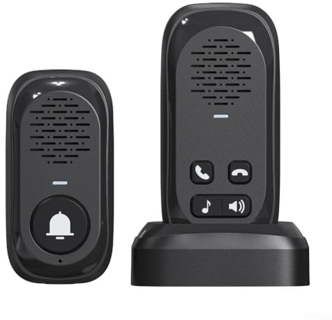 Timbre inalámbrico de rango ultra largo, sistema de intercomunicación de voz con llamada doméstica segura y conveniente para comunicación bidireccional (negro)