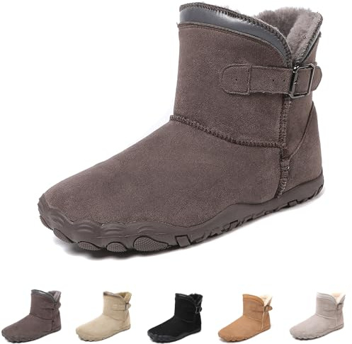 Womens Warm Comfy Winter Barefoot Boot, Wide Toe Hiking Snow Boots Ankle Booties Fur Lined Zero Drop Ergonomic Shoes (Coffee, M, Adult, Women, 10, Numeric, US Footwear Size System, Medium)