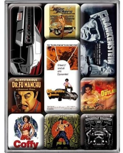 Nostalgic-Art Juego de Imanes Retro Movie-Art Style – Regalo para los Aficionados al Cine, Decoración para la Nevera, Diseño Vintage, 7x9.3x2 cm, 9