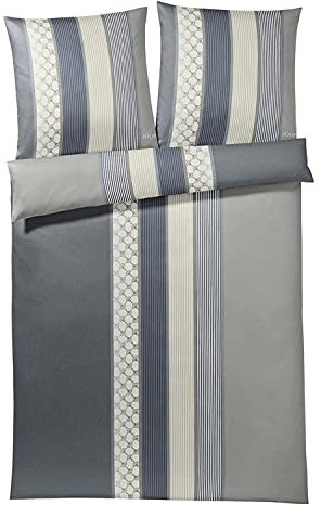 JOOP! 4069-9 Cornflower Stripes Mako-Satin-Bettwäsche 155x220 + 1x 80x80 deep coal
