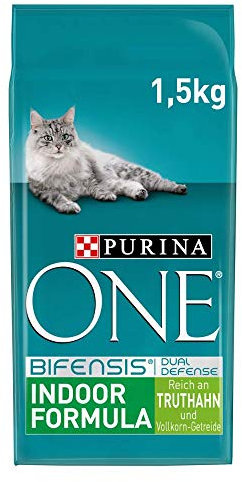 PURINA ONE BIFENSIS Indoor Formula Katzentrockenfutter: reich an Truthahn & Vollkorn-Getreide, ballaststoffreiche Nahrung für Wohnungskatzen