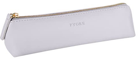 Fyore Federmäppchen, Leder Federmäppchen Kleine Stifteetui Wasserdicht Stiftebox für Schule Universität Kosmetik Make up (Grau)