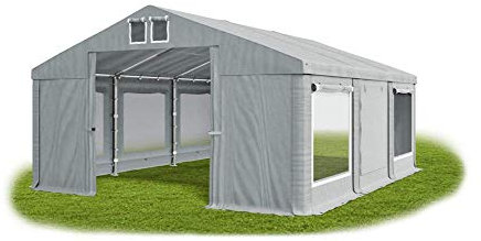 Das Company Partyzelt 5x6m Lagerzelt Universalzelt Moskitonetz wasserdicht grau Zelt 560g/m² PVC Plane ganzjährig Gartenzelt Winter ISDM - Zeltgarage, Pavillon, Zeltgarage Winterfest - Winterzelt